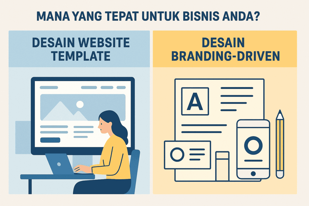 perbandingan desain website branding-driven dengan desain template