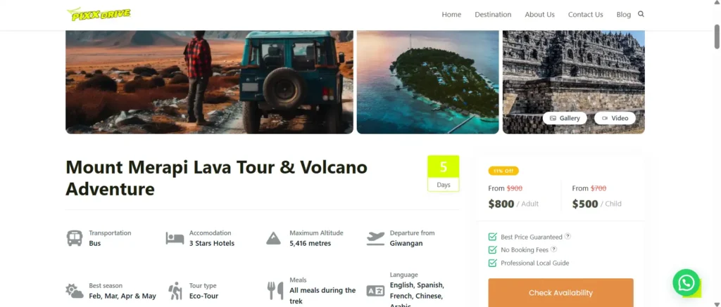 Website Tour and Travel