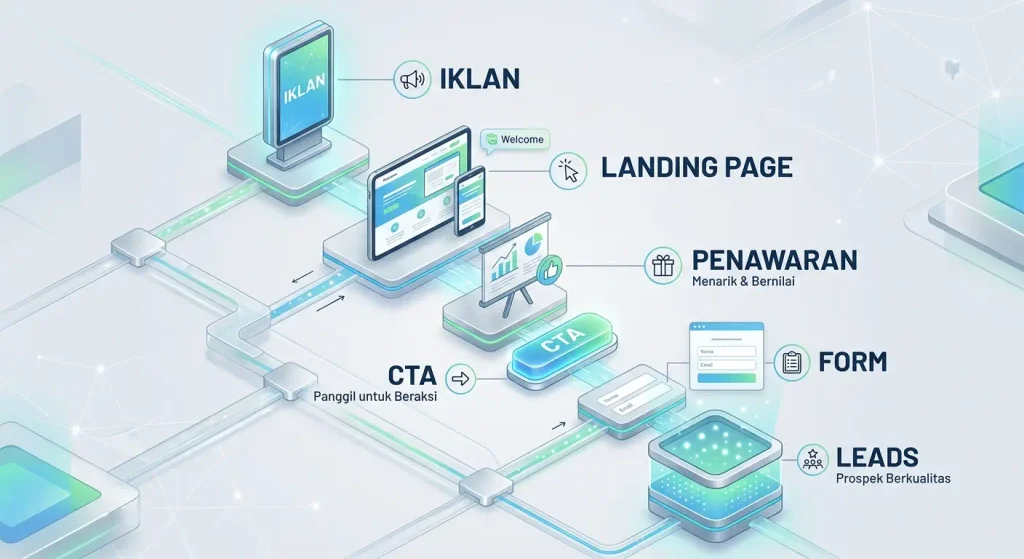 alur landing page pada perbedaan landing page dan iklan
