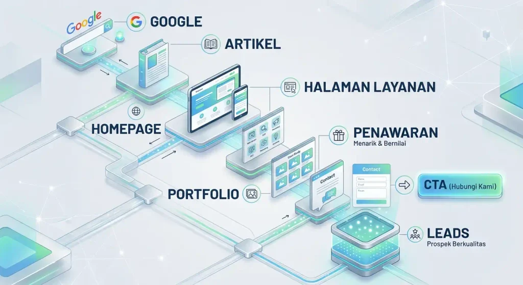 alur website pada perbedaan landing page dan iklan