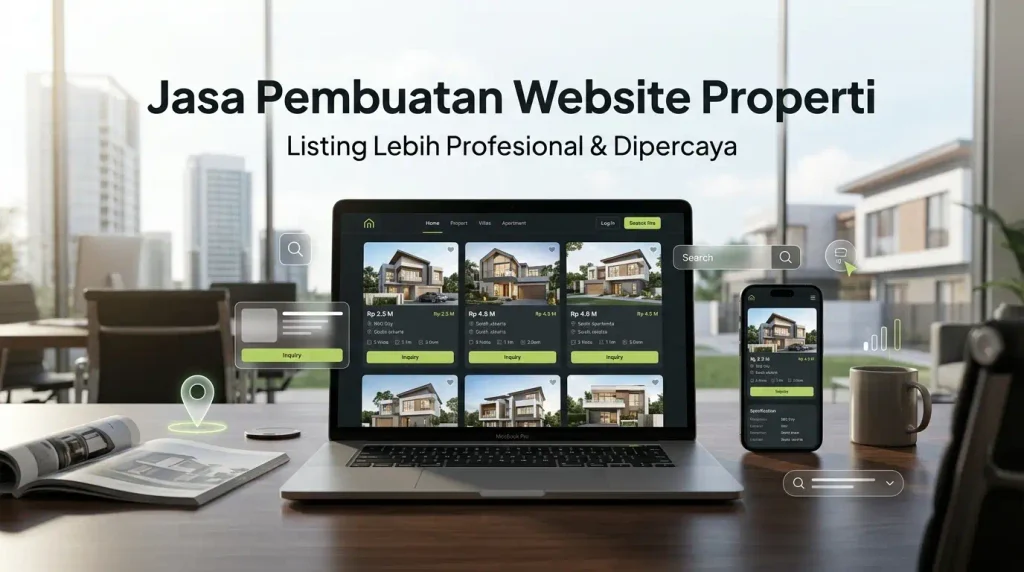 banner tampilan jasa pembuatan website properti dari Akubi