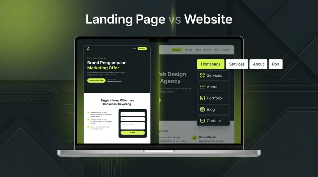 perbedaan landing page dan website
