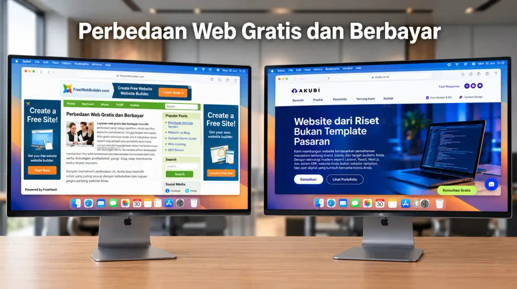 perbedaan web gratis dan berbayar untuk bisnis
