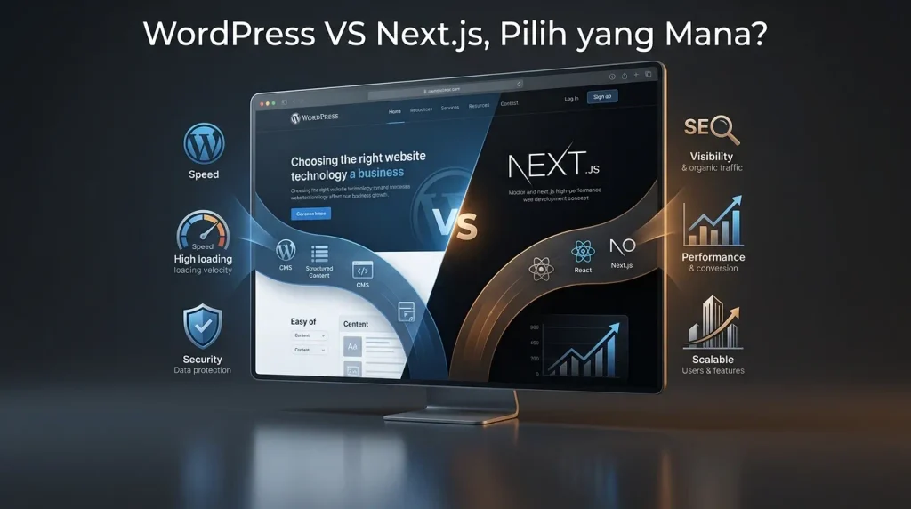 perbandingan WordPress vs Next.js untuk website bisnis