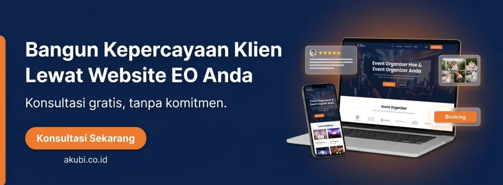 Banner konsultasi jasa pembuatan website event organizer Akubi Web Design