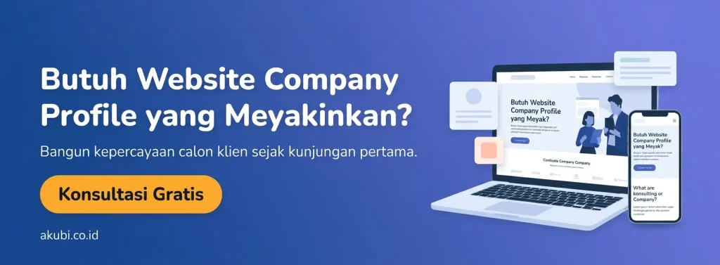 Banner konsultasi jasa pembuatan website company profile Akubi